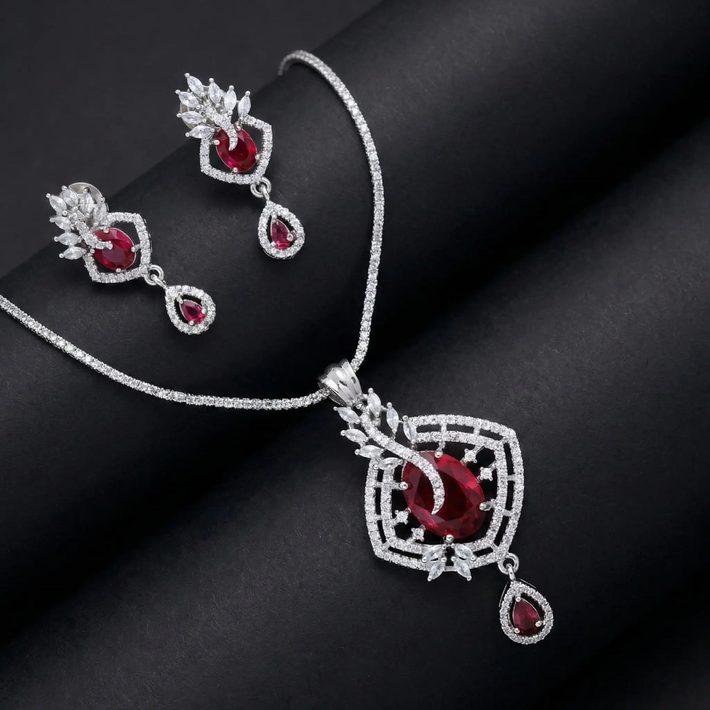 Manvi Ruby Charm AD Necklace Set