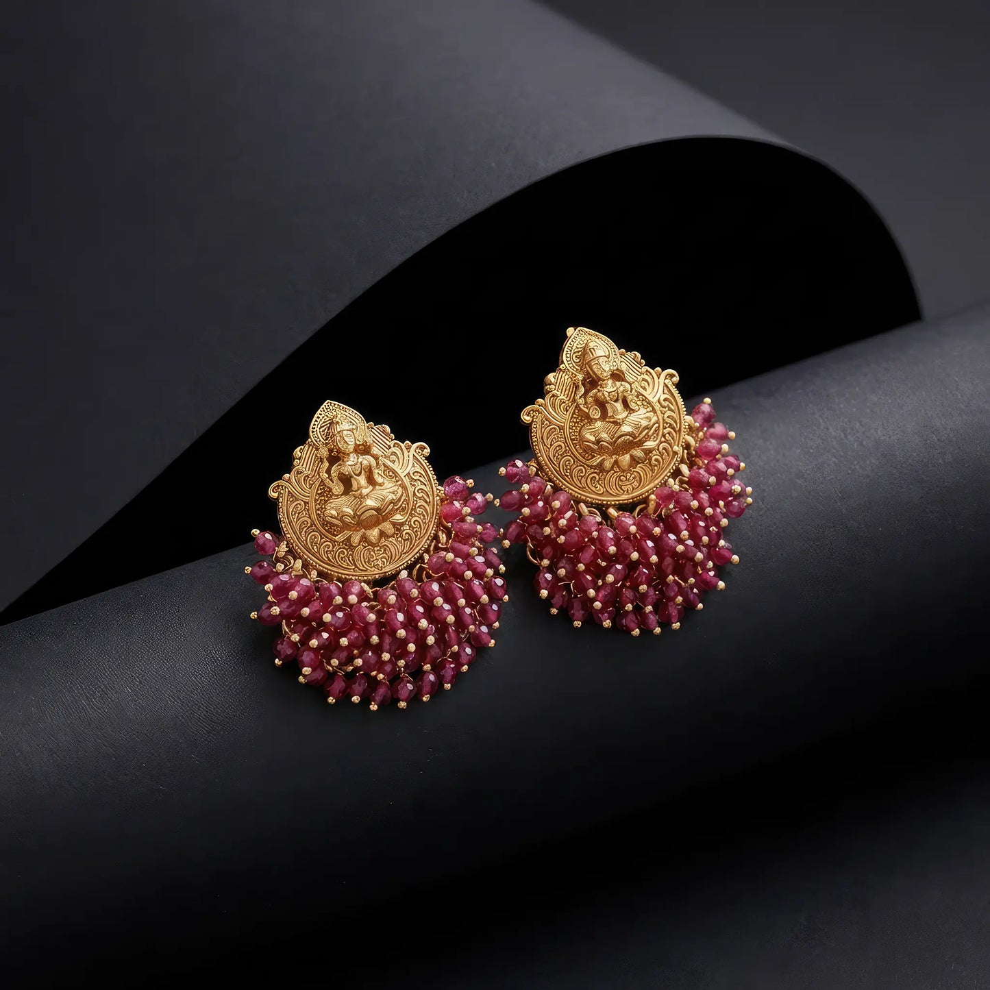 Manvi Shree Pushpa Copper Temple Earrings