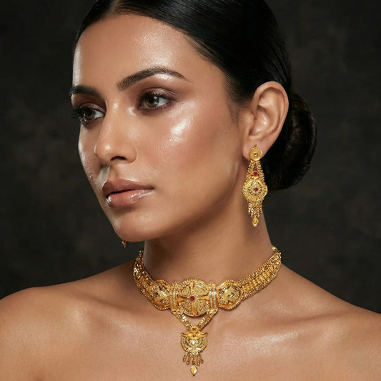 Manvi Suvarna Gold plated Choker necklace