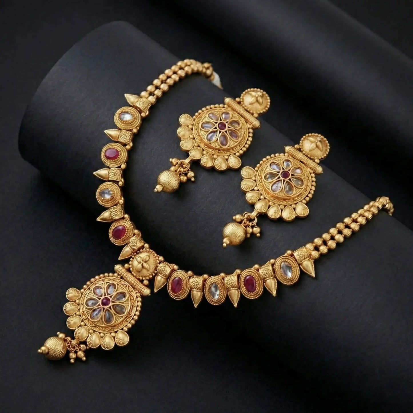 Manvi SwarnaPadma gold plated necklace set