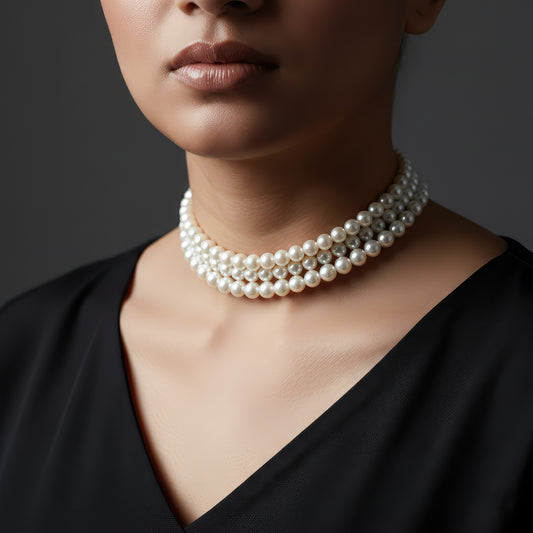 Manvi Triveni Pearl Choker Necklace