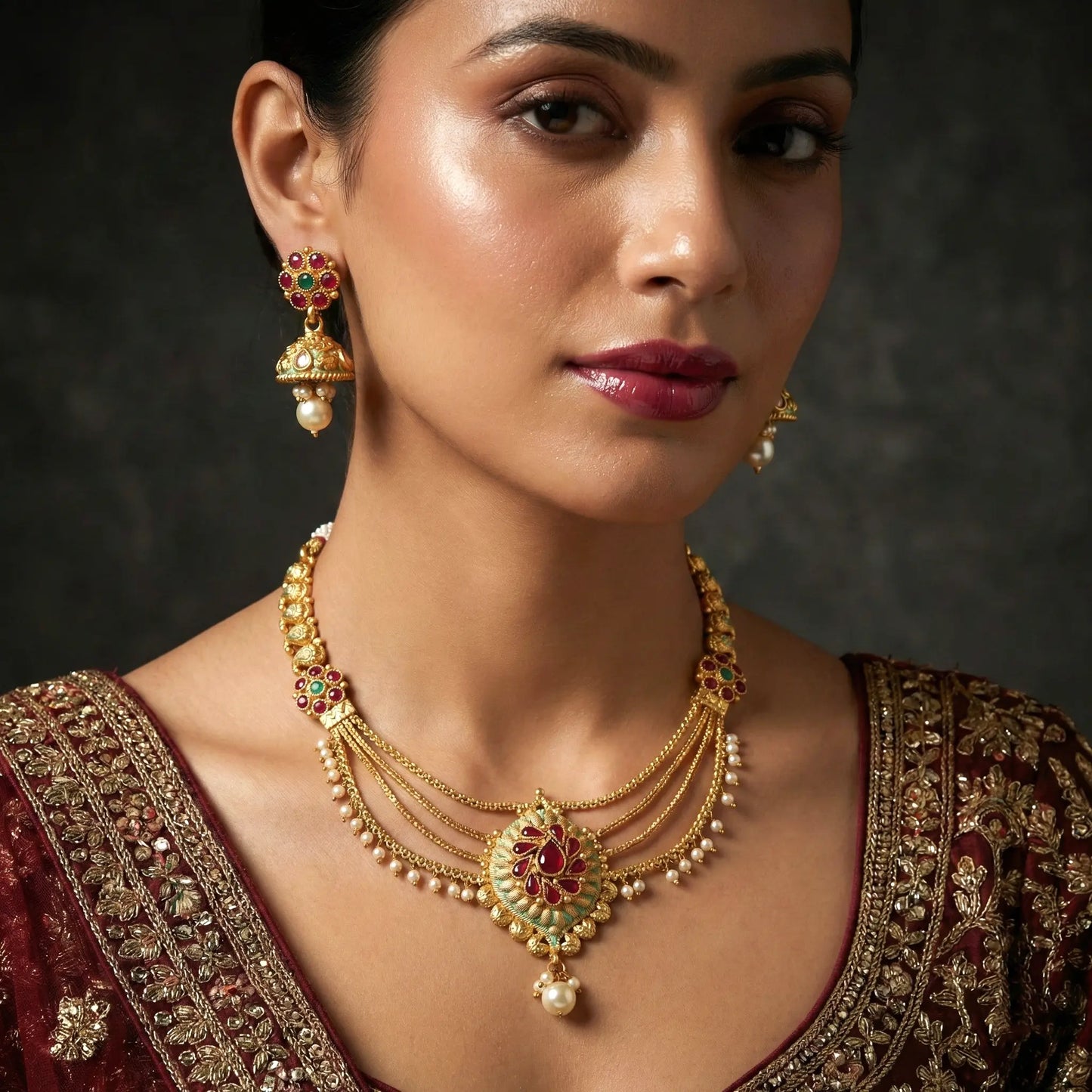 Manvi Rajlila antique necklace set