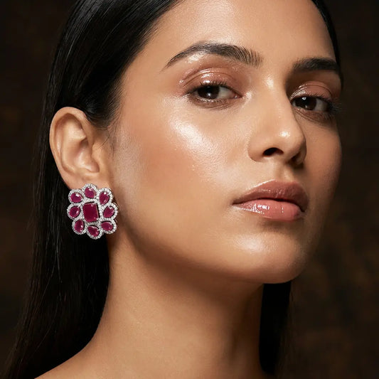Sitara Ruby Cluster Earrings