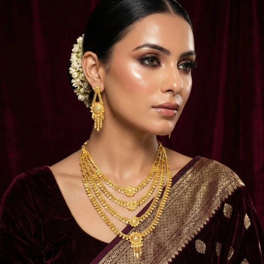 Suryalekha gold Plated Layered necklace Set
